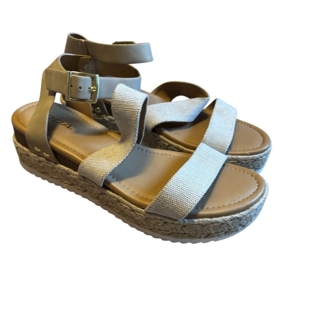 Beige Strappy Espadrille Sandals